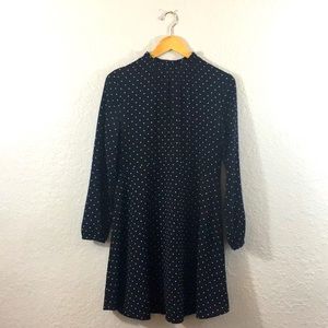Navy & White Polka Dot Flared Dress - great for work!